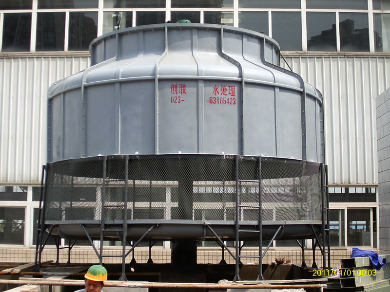工业高温圆形逆流玻璃钢填料冷却塔